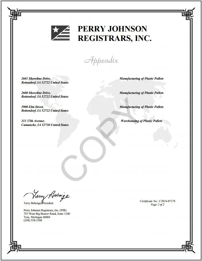 ISO Certification Appendix