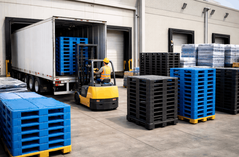 48 x 48 Pallet from Greystone Pallets made with recycled plastic
